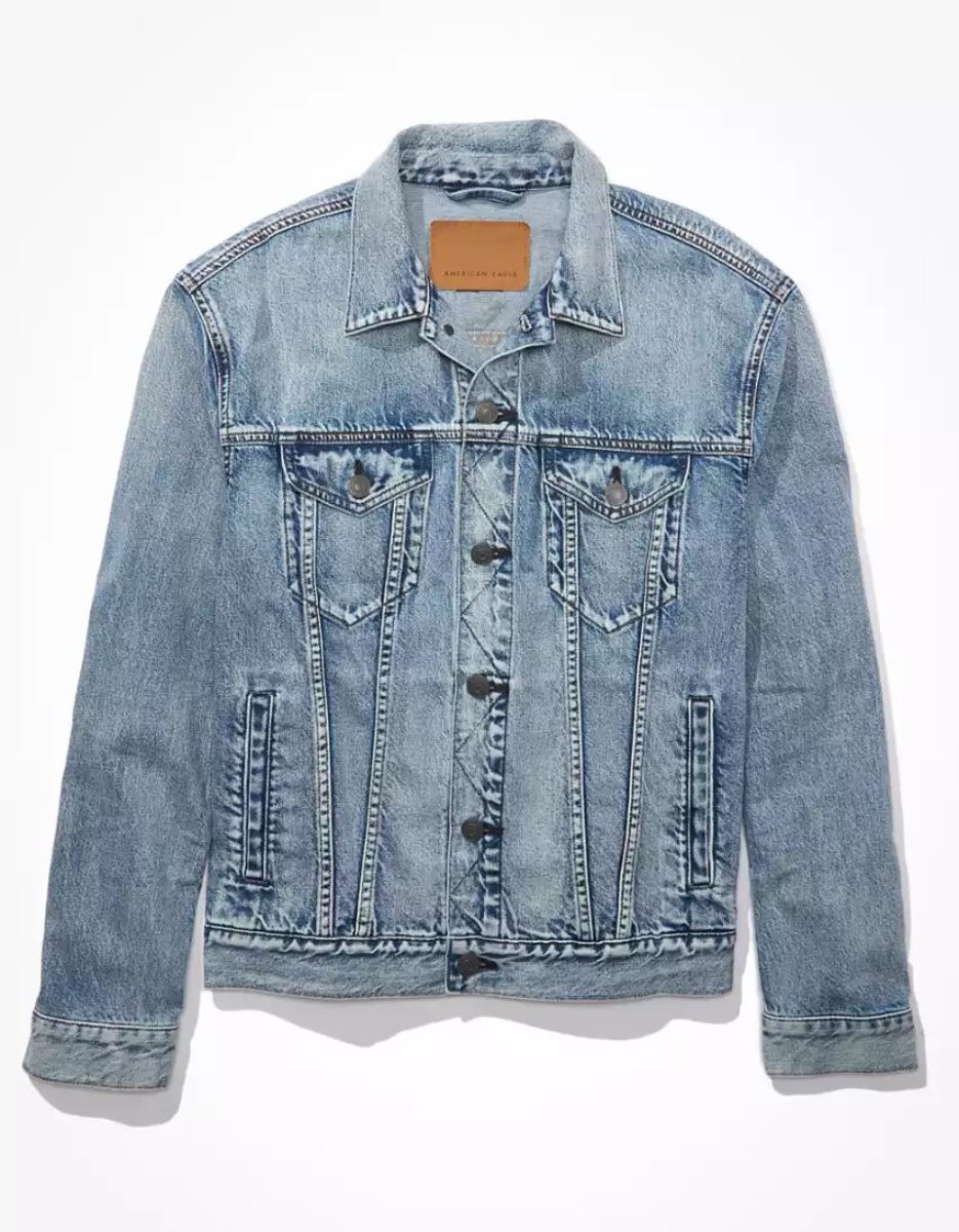 Vestes American Eagle AE Denim Trucker Bleu Homme | AUE-75189592